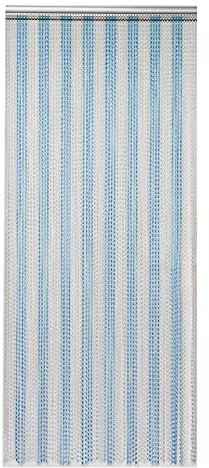 Supernic Aluminium Chain Curtain 90x214.5cm Insect Pest Control Door Screen Curtains Home Door Fly Screen Insect Bug Screen Strip Blinds String Doorways Divider Door Chain Curtain (Blue+Silver)