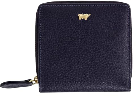 BRAUN BÜFFEL - Kleine ASTI Reißverschlussgeldbörse aus feingenarbtem Leder gefertigt und mit goldenen Metallakzenten - 6 Kartenfächer 5 Steckfächer - Edles Blau