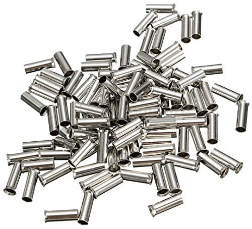 ChiliTec Lot de 100 embouts de câble nus 1,50 mm² 8 mm de long non isolés à sertir Argenté/cuivre