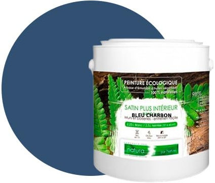 Natura Natura - Pintura de pared natural ecológica con aspecto satinado interior, 2,5 L, 33 m², color azul