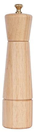 DeroTeno Molinillo de sal, molinillo de sal con núcleo de molienda de cerámica ajustable, madera de caucho, 22 cm de altura, diámetro inferior: 5,5 cm (la bandeja no está incluida)