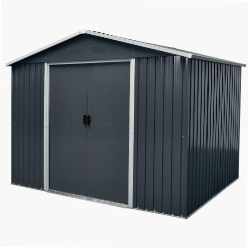 WERKA PRO Abri Jardin Métal Acier Galvanisé 6,90m² Gris Anthracite | Durable, usage jardin et extérieur, 2,60 x 2,79 x H2,02m, portes coulissantes, kit d'ancrage inclus, étanche et robuste