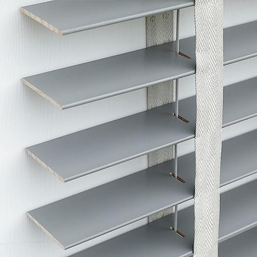 Jalousien Aus Holz,Natürliche Massivholz Jalousie 50mm Lamellen,Fensterläden,Sichtschutzvorhänge,Sonnenschutz/Verdunkelung/Wärmedämmung Horizontal Jalousetten,Grau,Anpassbar,W×H-80x160cm/31.5x63in