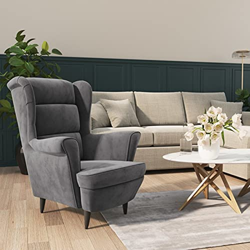 BaraSh Sessel Hellgrau Samt Gartenstuhl Mit Liegefunktion Outdoor-Loungesessel