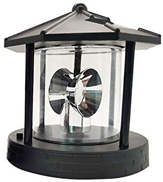 LED Solar Leuchtturm mit Rotierendem Licht, Wasserdichte Dekoleuchte für Garten, Hof & Außenbereich – Schwarze Lichtdekoration mit Bewegungssensor und Nachtlichtfunktion