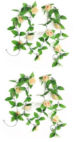 Ciieeo 4 Pz addobbi matrimonio rosa a curva fiori finti arredamento piante artificiali vite di fiori di simulazione casa festa di nozze curvatura rosa pianta decorazioni Rose