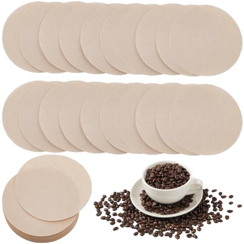 GORGECRAFT 400Pcs Paper Coffee Filters 5.6x5.6cm Round Universal Replacement Unbleached Coffee Filters Maker Strainers Compatible with Coffee Machines Coffee Cones Pot for Home Cafe Beige