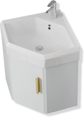 YNAYGDIUGD Unterschrank Waschbecken,Eckwaschbecken Mit Unterschrank,Wandmontiertes Keramikwaschbecken,Badezimmerschrank Mit Wasserhahn Und Abfluss,für Kleine Räume(Size:51cm*58cm)