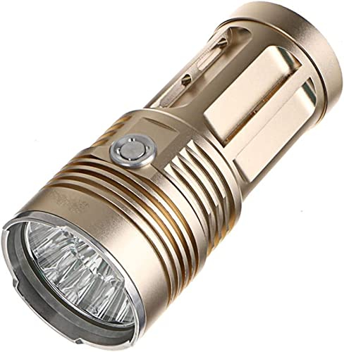 GUHPZA Powerful LED Flashlight High Power Flashlight 18650 Searchlight Torch Light Camping Bike Light,Gold,Super Bright Powerful Flashlight 18 Lights
