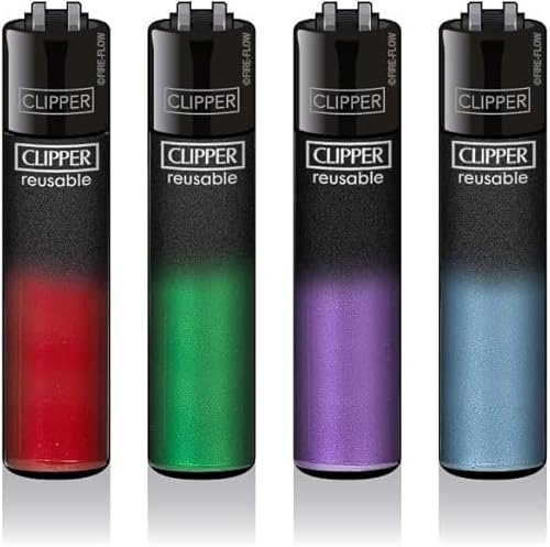 Clipper® 4er Set Black Crystal Gradient Feuerzeuge + 1 Sticker High Zombie