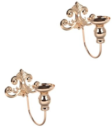 Zerodeko 2pcs Wrought Iron Wall Candle Holder Vintage Decor Candelabras Wall Lights Retro Decor Candle Holder for Candle Stick Holders Candle Sconces Golden