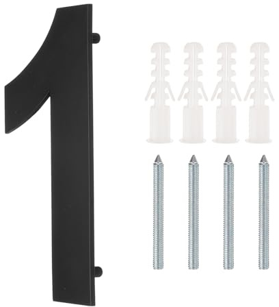 sourcing map 6 Inch Floating House Number, Stainless Steel Metal Modern House Number for Outside Address Sign for House with Nail Kit for Mailbox Yard Home Front Door (Number 1, Matte Black)