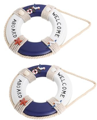 GARVALON 2 Stück Schwimmring-dekore Im Mediterranen Stil Rettungsring-Verzierungen Schwimmbadschilder Aus Gutem Material Langlebig Und Schön