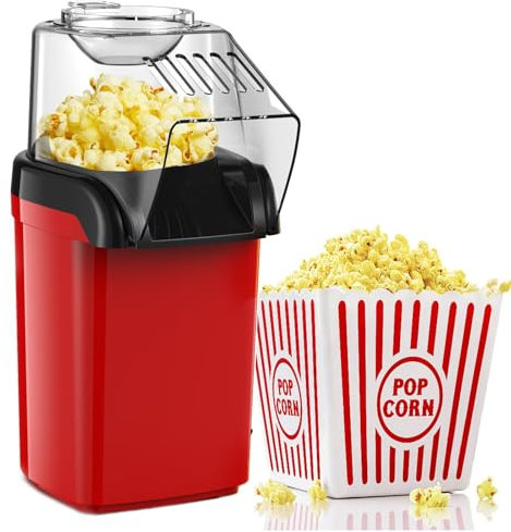 FfiMe Machine à Pop-Corn, Machine à Pop-Corn électrique 1200 W, Machine à Pop-Corn à air Chaud, Pop-Corn Frais et sain sans Huile, pour la Maison, fête d'anniversaire, cinéma