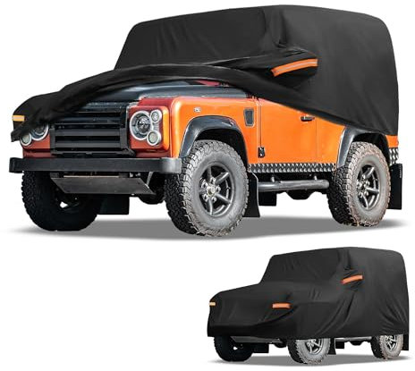 Partuto All-Weather Waterproof Car Cover - UV-Resistant Outdoor Full Exterior Protection for Land Rover Defender 90 2020-2025 Black with Right Side Zipper