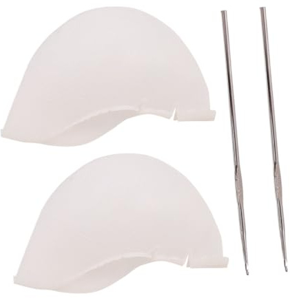 PAMINGONO Gorros de Silicona Fácil de Usar Juego de 2 Ajuste Cómodo para Mechas con Aguja para Teñir Cabello Adecuado para Salones de Peluquería Profesionales