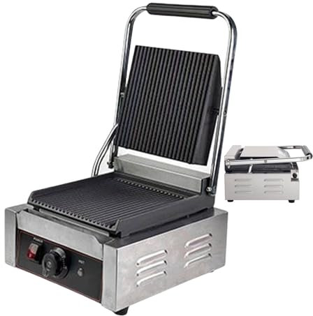 forplubossmmp Electric Sandwich Makers & Bread Press Grill, Single-plate Non-Stick Sandwich Toasters with Grooved and Smooth Plate For Steaks Meats Vegetables Hamburgers, Even Heating 1800W,grooved