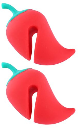Zerodeko 2Pcs Silicone Pot Lid Lifters Cute Pepper Shape Spill Stopper Lid Cover for Saucepan Lids Boil over Prevention and Steam Release Kitchen Tool