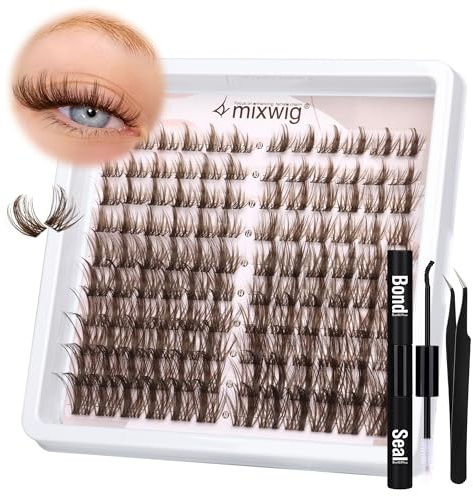 Brown Lash Clusters Kit Fox Eye Extension Kit with Bond and Seal Applicator