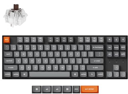 Keychron K8 Max Kabellose mechanische Tastatur, 2,4 GHz/Bluetooth/USB-C, LED, weiß, QMK/Via Macros, programmierbare PBT-Tastaturen, für Mac Windows, Super Brown Switch