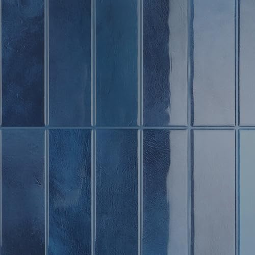CRE8TIVE Dunkelblau Fliesenaufkleber Klebefliesen Küche Selbstklebende Fliesen Wasserfest Metro Fliesen Marmoroptik Rechteckig Fliesenfolie Bad Wandfliesen Kamin Küchenrückwand 30.5 x 30.5cm 4 Stück