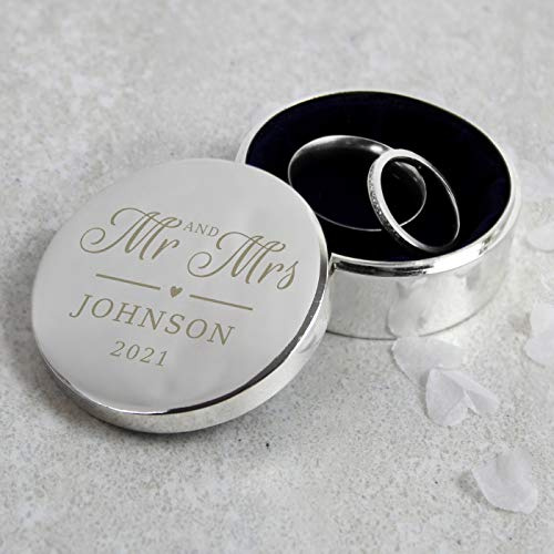 Custom Personalised Mr & Mrs Wedding Ring Storage Box. Laser Engraved - Wedding, Rings, Engagement, Mr & Mrs, Ring bearer