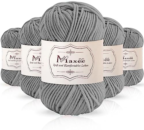 Maxee 250g(50gx5) Handstrickgarn Multicolor, Acryl Garn zum Stricken, Weicher Wolle zum Häkeln und Kunsthandwerk, Hand Knitting Garn zum Häkeln, Schals für Strickanfänger, Erfahrene Stricker