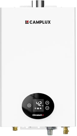 CAMPLUX Climitech 4 Gasdurchlauferhitzer 12 Liter, Indoor Gasdusche für Küche/Bad, Butan/Propan, 28-50 mbar, GX318LP