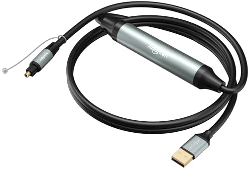 Adoreen USB A 2.0 to Toslink Digital Optical Audio Cable 15 Ft, USB Male to SPDIF Port Male Fiber Optic Adapter, for Windows Mac PS5/PS4 Laptop,NOT for TV Or Other Game Consoles-Unidirectional