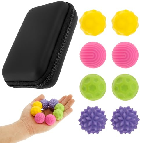 TNTGMG Magnetische Toys,8 Stück Silikon Zappelspielzeug mit Texturen und Aufbewahrungsbox,Kugeln Länge 3 bis 3,5 cm,Magnet Ball Stress Relief Sensorik Spielzeug für Erwachsene,Jugendliche(Bunt)
