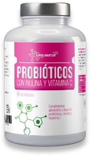 KIROLANATUR Probióticos con Inulina y Vitamina C - 60 cápsulas | Apoyo Digestivo, Inmunidad y Bienestar Intestinal, 15 Cepas, 10.000 Millones UFC, Alta Concentración
