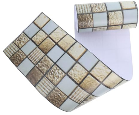 Goldene Pvc Gitterbordüre als Wandsticker für Schlafzimmer | 1 Rolle, Einfache Anbringung, Modernes Schlichtes Rasterdesign, für Pinnwände und Raumkanten