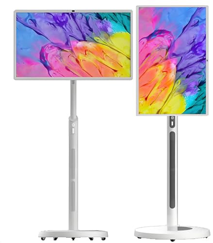 NYANS TV Portátil Inteligente De 32 con Ruedas, Monitor Táctil Inteligente De 1080P, 8 GB + 128 GB De Almacenamiento, Batería Integrada De 13 500 mAh, Monitor Táctil Inteligente