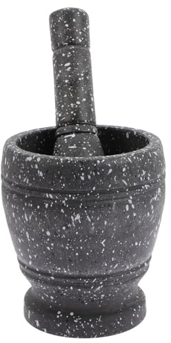 BESTYASH Set di Mortaio e Pestello per Cucina in Plastica Multipurpose per Schiacciare Aglio e Preparare Cibi Design Resistente Venature Marmo per Ragazzo Ragazza