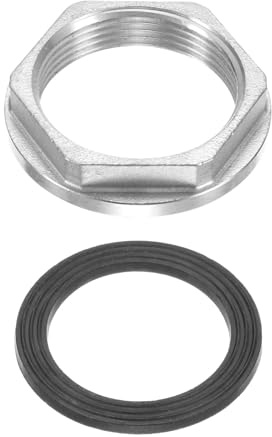 M METERXITY Flange Hex Lock Nut (G 1-1/2 Inch Female Thread) 1 PCS - 304 Stainless Steel Pipe Fitting Locknuts & with Silicone Washer, Apply to Kitchen Sink Plumbing/Bathroom Basin