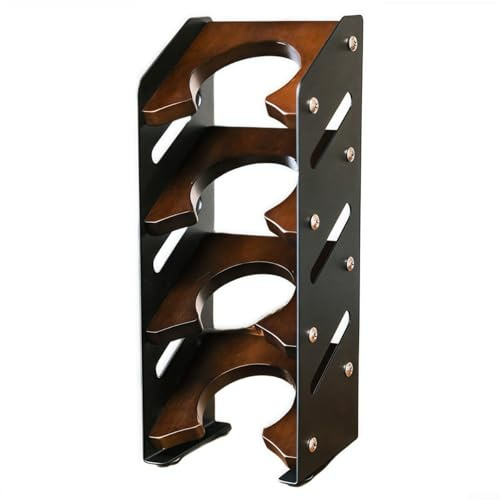 BEAZOOM Soporte para filtro de café de 4 ranuras para almacenamiento de cestas de espresso de 51 mm a 58 mm, estante de exhibición de acero al carbono y madera de nogal, color negro