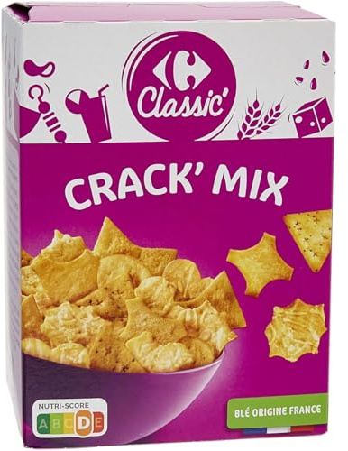 CARREFOUR CLASSIC' - Assortiment de Biscuits Crackers à l'Emmental, Salés, aux Graines de Sésame et de Pavot - Cuits au Four - la boite de 85g - Le Lot De 4
