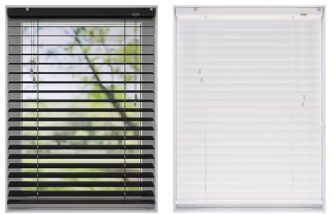 Alu Jalousie Sonnenschutz Rollo für Fenster Tür | viele Größen | 50 mm Lamellen aus Aluminium | Sichtschutz Blendschutz Wandmontage Deckenmontage Jalousette Faltrollo (120 x 180 cm, Farbe Weiß)