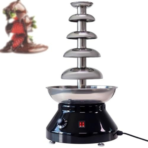 Fontana commerciale del cioccolato dell'acciaio inossidabile della macchina della fontana della fonduta di cioccolato a 5 livelli 3L per il ristorante di nozze del partito, 30℃~110℃ regolabile, nero