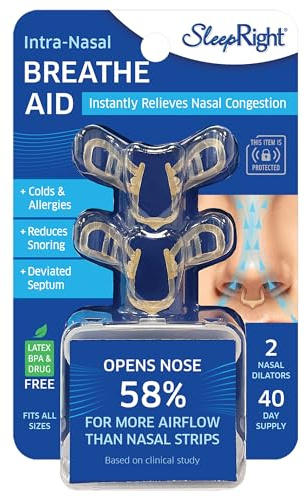 SleepRight Intra-Nasal Breathe Aid - Breathing Aids for Sleep - Nasal Dilator - 40 Day Supply