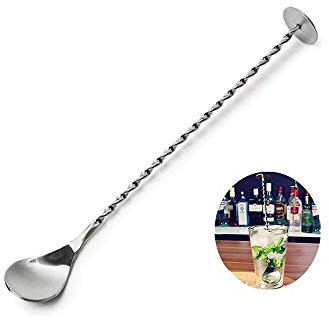 ICYANG 28cm Edelstahl Cocktail Löffel Langer Griff Twisted Rührlöffel Rührstäbchen Bar Puddler Martini Milchshakes Rühren Löffel