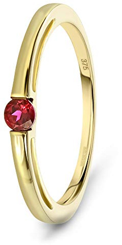 MIORE Schmuck Damen 0.03 Ct Diamant Verlobungsring mit Solitär Brillant Ring aus Gelbgold 9 karat/ 375 Gold