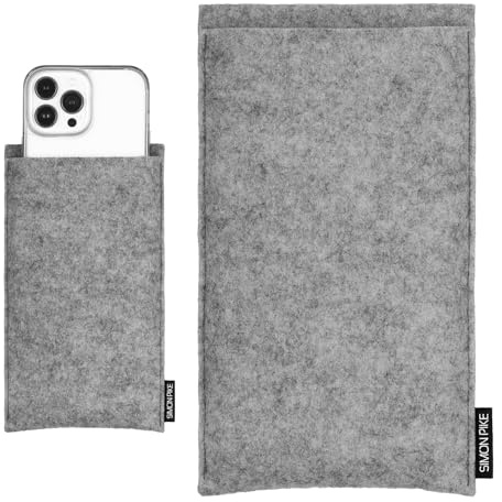 SimonPike Handyhülle passend für Apple iPhone 17/17e | 16/16e | 15 (Gr. H) | Boston grau Filztasche aus Wollfilz Handy/Smartphone Tasche
