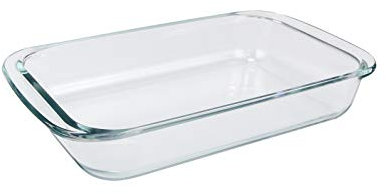 NUTRIUPS Plato para hornear de vidrio para horno, plato de horno de cristal, plato de horno rectangular, plato de lasaña, plato de cristal rectangular, plato de tostador 1.5L