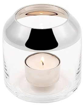 Fink - Windlicht oder Vase - Smilla - Klarglas mit Platinrand - Maße (ØxH): 9 x 9 cm