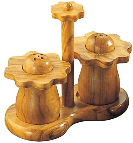 Rétro Salière et Poivrière en Bois d'Olivier