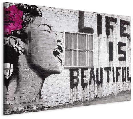 B&D XXL - Leinwandbild Pop Art Street, 120x80 cm, 1-teilig, Schlafzimmer | Hochwertige Leinwand, sofort aufhängbar, ideal fürs Wohn- oder Schlafzimmer, wasserfest und lichtecht, langlebig, stilvoll