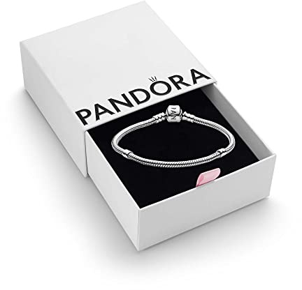 PANDORA Moments Women's Sterling Silver Iconic Snake Chain Bracelet for Charms, Size 19, With Gift Box
