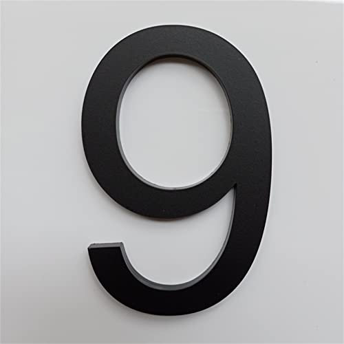 10cm Modern House Plaque Number Self Adhesive Acrylic Door Plates 4 Inch 0-9 Matte Black with 3m Stickers, for Digital Home Hotel Indoor Outdoor Street Address Mailbox Numbers Sign, Anti-Rust (9)