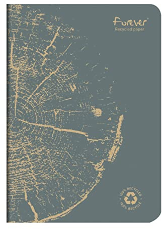 Clairefontaine 684864C - FOREVER Premium Notizheft 14,8x21cm, 90g Recycling Papier, 48 Blatt, liniert, Dunkelgrau, 1 Stück